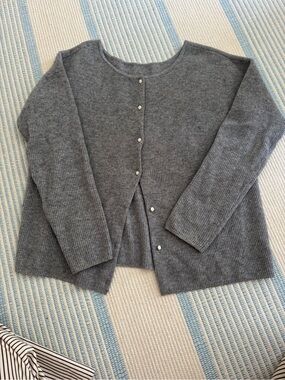 Gray Button-Front Women's Sweater Cardigan